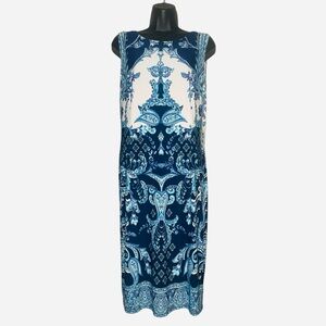 Joseph Ribkoff Baroque Blue Sleeveless Dress